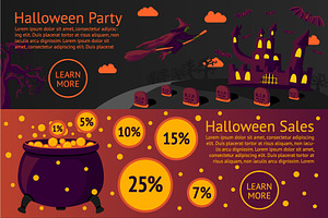 3 cute flat Halloween banners