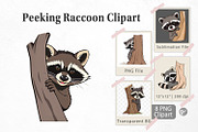 Peeking Raccoon Clipart, a Graphic by Artnoy (Thumbnail 1 of 5)