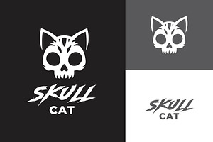 The Death Skull Cat Logo Design