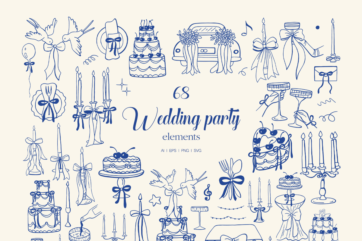 Whimsical Hand Drawn Set Wedding Day, an Object Illustration by ViktoriyaD (Photo 7 of 17)