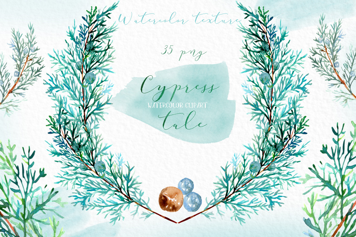Cypress. Watercolor clipart, a Decorative Illustration by LABFcreations (Photo 5 of 12)