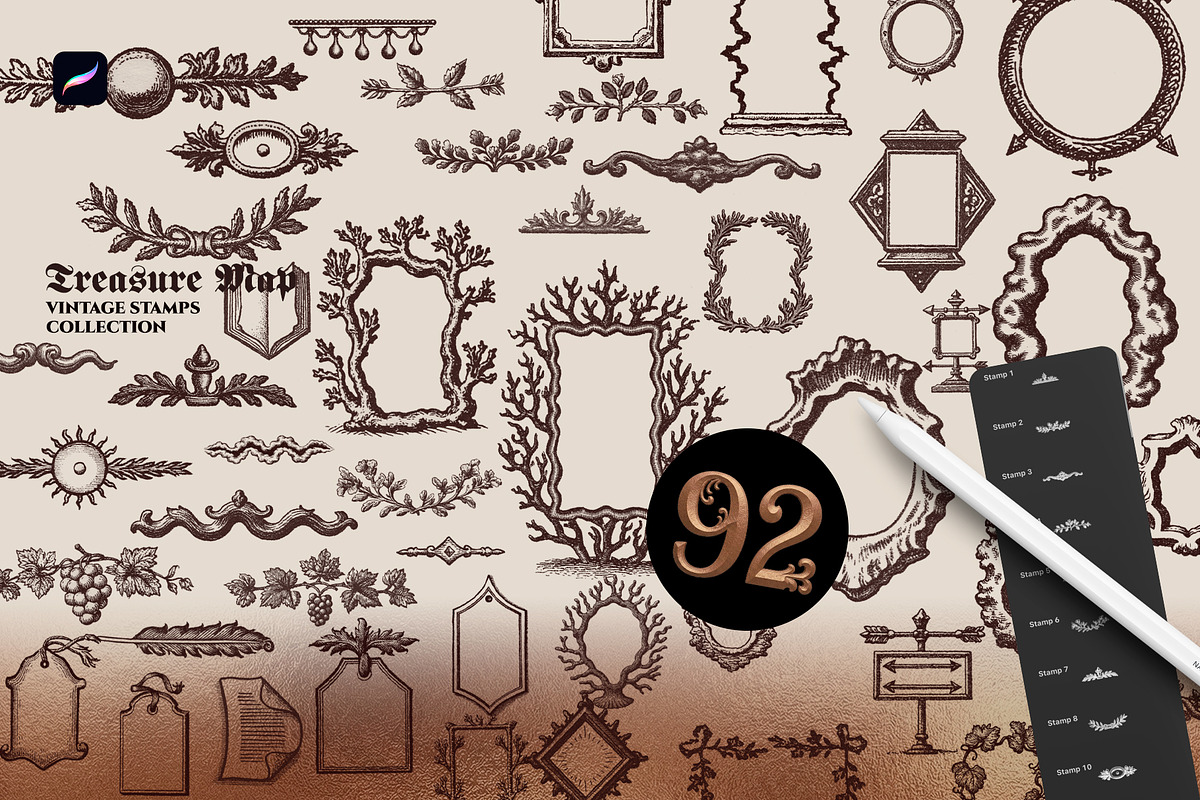 Treasure Map Procreate Brushes, a Shape Add-On by Spasibenko Art (Photo 11 of 13)