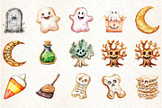 Watercolor Halloween Cookies Clipart, an Illustration by Libby Wishes (Thumbnail 2 of 5)