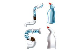 Clogged pipe drain and, an Illustration by Things for designers