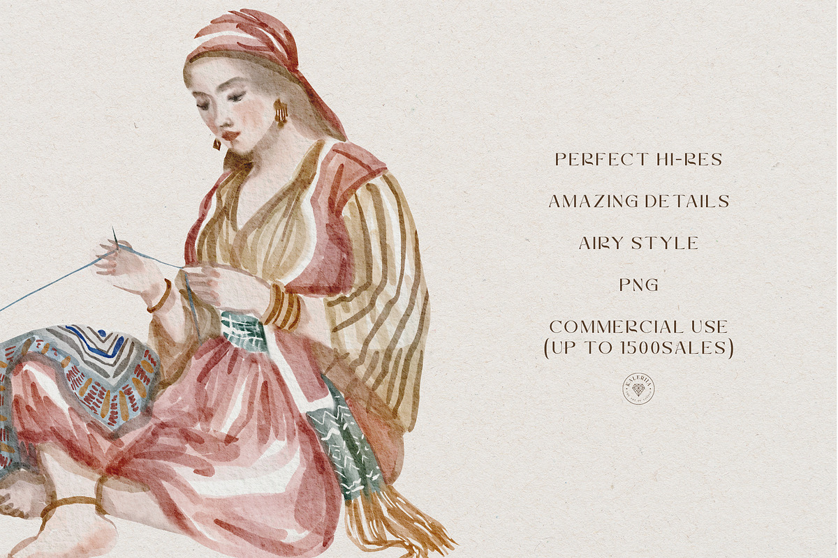 Odalisque - Watercolor Harem Creator, a Decorative Illustration by Kaleriia (Photo 13 of 13)