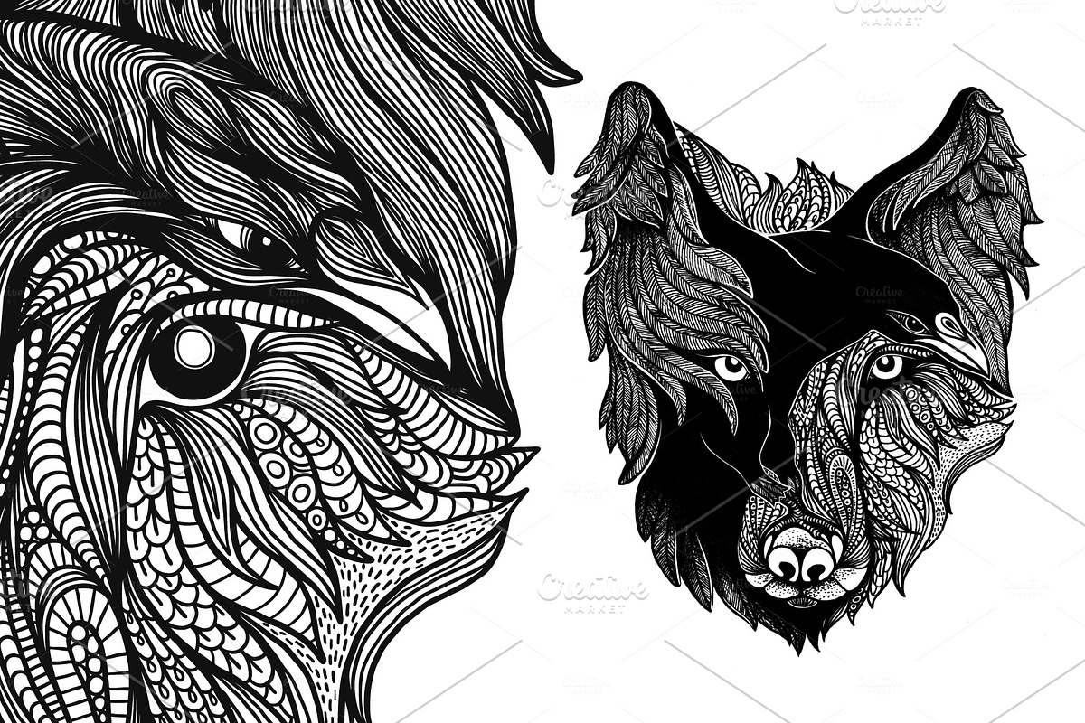 Wolf and Raven, an Animal Illustration by Apolinarias Art (Photo 1 of 5)