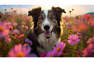 cute dog flower ai generated, a Nature Photo by pikepicture