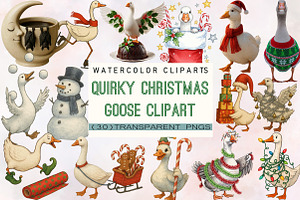 Quirky Christmas Goose Clipart, an Illustration by SVGArt