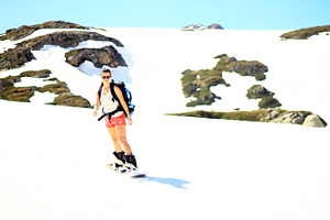 Spring snowboarding containing snowboard, snowboarding, and snowboarder