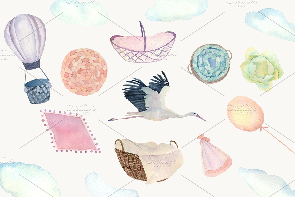 Set of watercolor newborns., a Person Illustration by Watercolor arts (Photo 4 of 10)