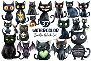 Zombie Black Cat Clipart, an Illustration by Dream Creation (Thumbnail 1 of 4)