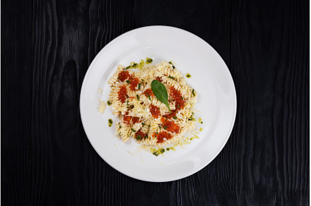 Pasta with red caviar, a Food & Drink Photo by Jan Jack Russo Media