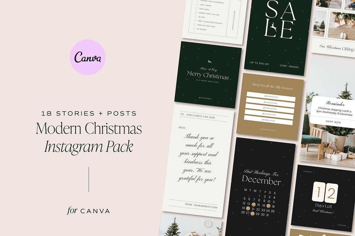 Modern Christmas Instagram Pack, a Social Media Template by January Made Design (Photo 1 of 9)