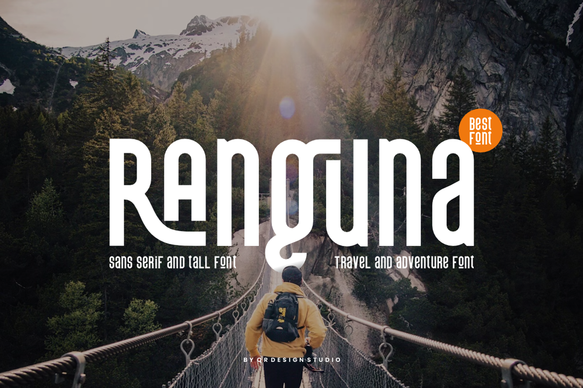 Ranguna - Travel & Adventure Font, a Sans Serif Font by QR Design Studio (Photo 1 of 9)