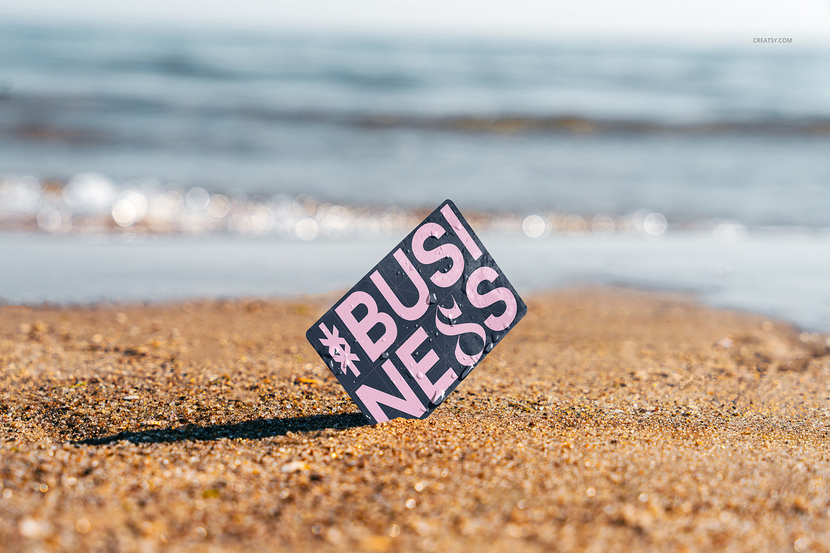 Business Card on the Beach Mockup, an Advertising Mockup by creatsy5 (Photo 6 of 6)