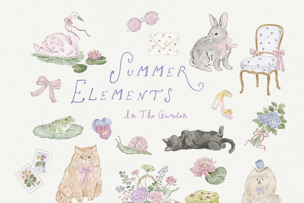 Hidden Garden Club Summer Clipart, a Decorative Illustration by Muse Artist (Photo 9 of 16)