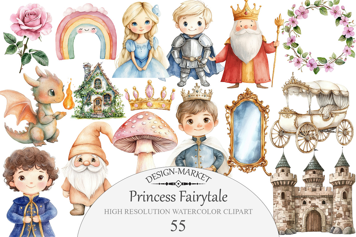 Princess Fairytale Clipart, an Illustration by Design Market (Photo 1 of 5)