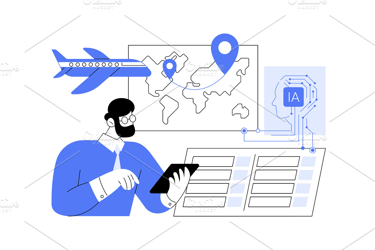 AI Air Traffic Scheduling abstract, a Technology Illustration by Visual Generation