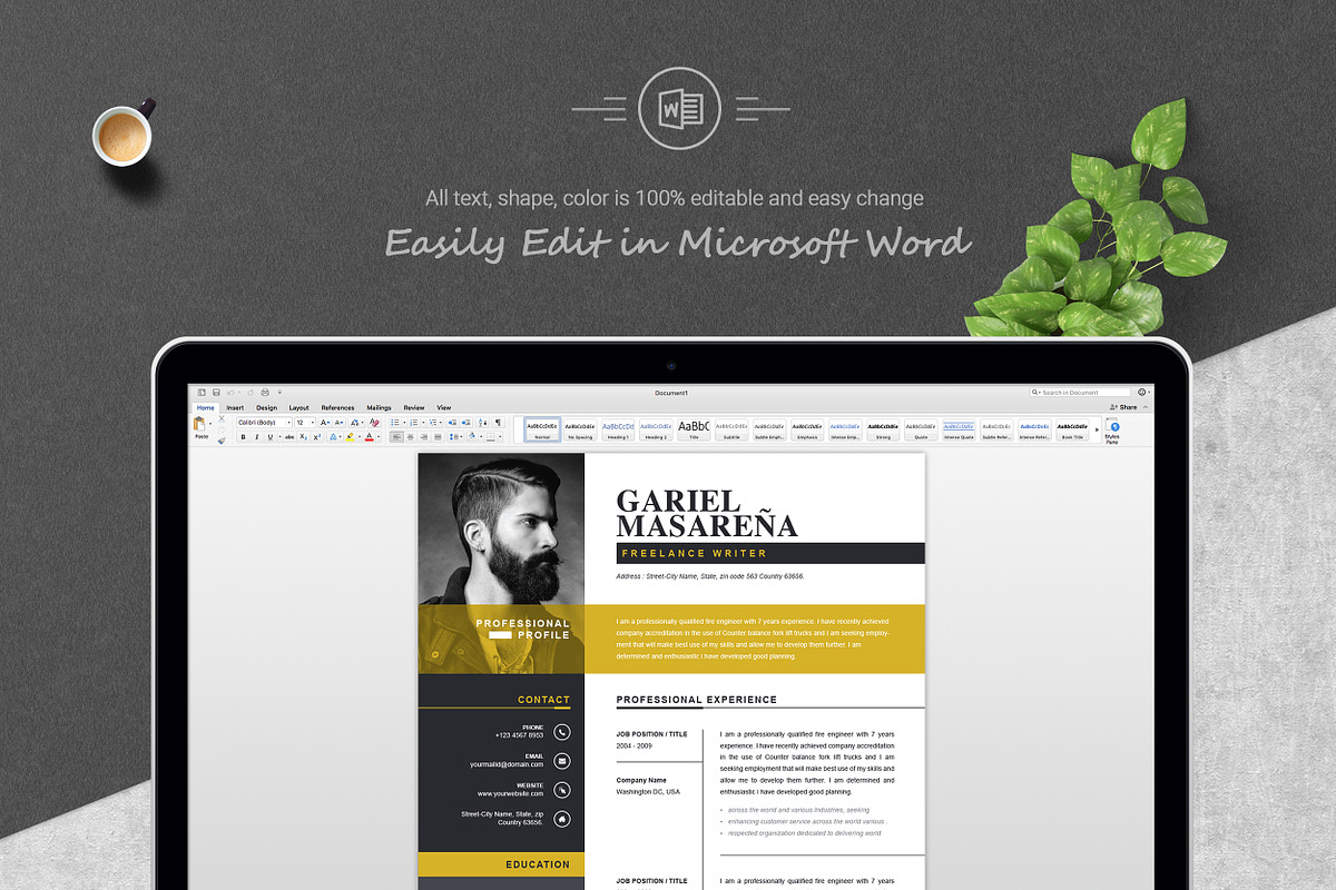 Professional Word Resume CV Template, a Resume Template by ResumeInventor (Photo 5 of 6)