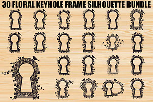 Floral Keyhole Frame SVG Bundle, an Illustration by Designs_River