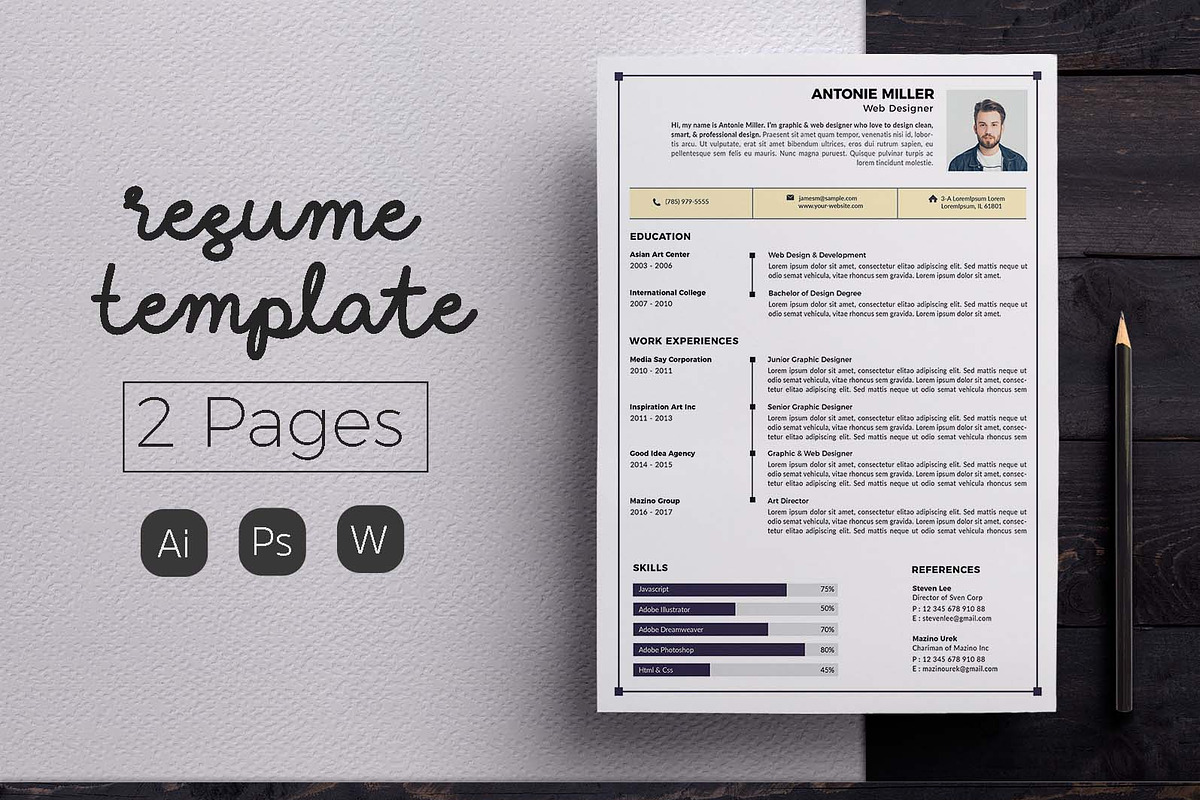 Cover Letter & Resume Template, a Resume Template by Hito Graphic (Photo 1 of 8)