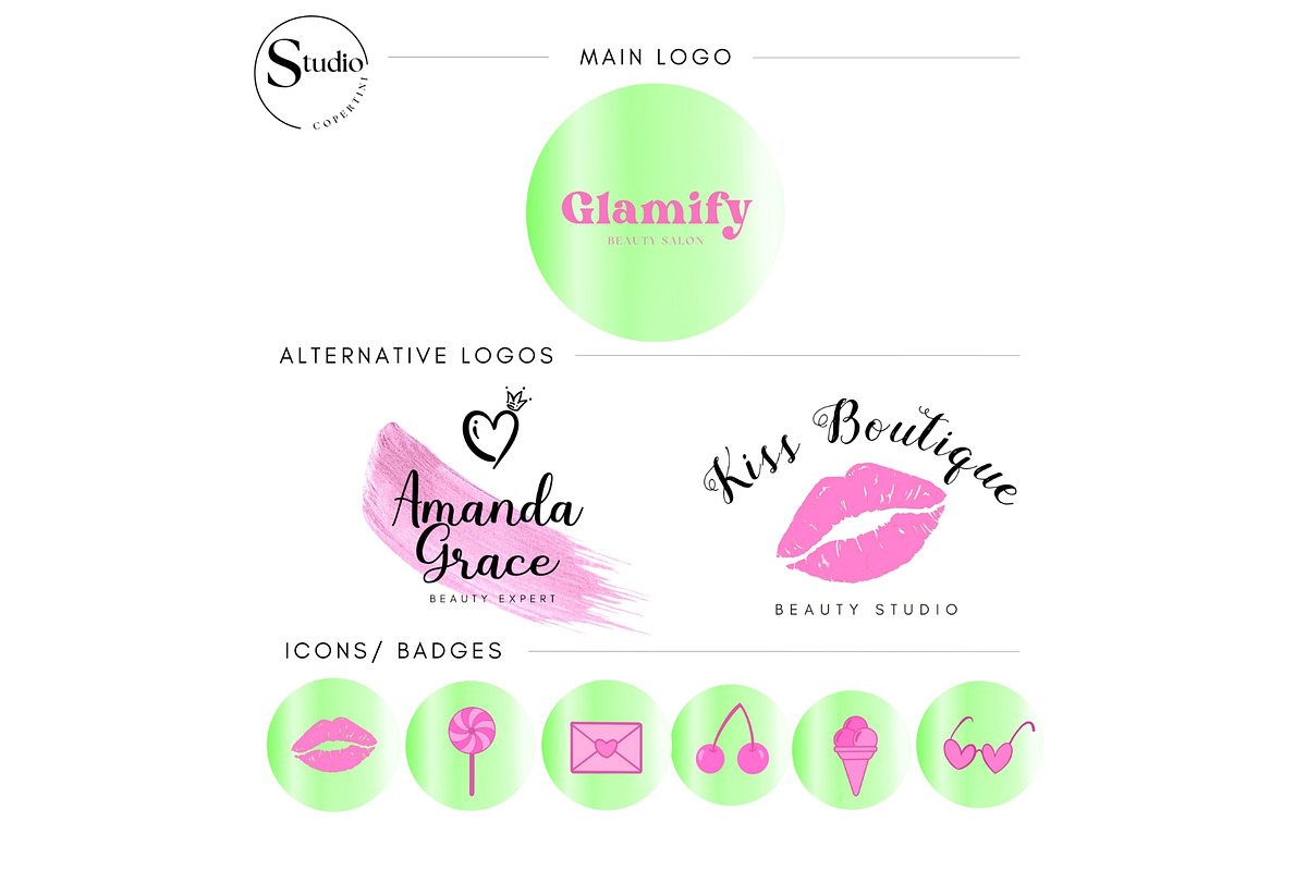 Pink and Green Brand Kit Canva, a Branding & Logo Template by CopertiniStudio (Photo 3 of 8)