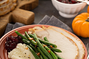 Thanksgiving plate with turkey and sides