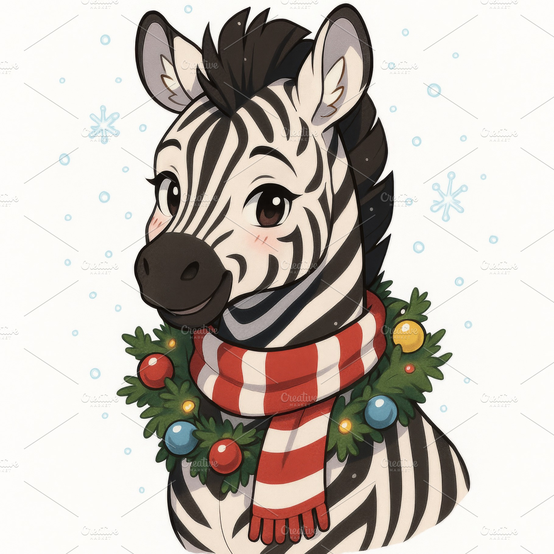 Anime zebra wearing wreath and strip, a Photo by Dvoevnore photos