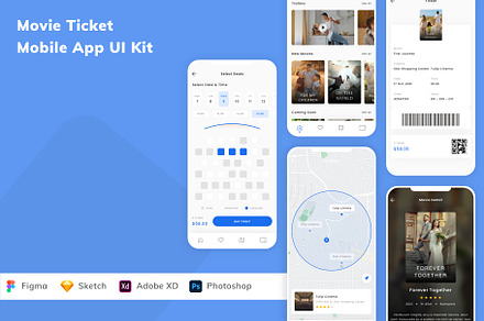 Movie Ticket Mobile App UI Kit, an UI Kit Template by Betush