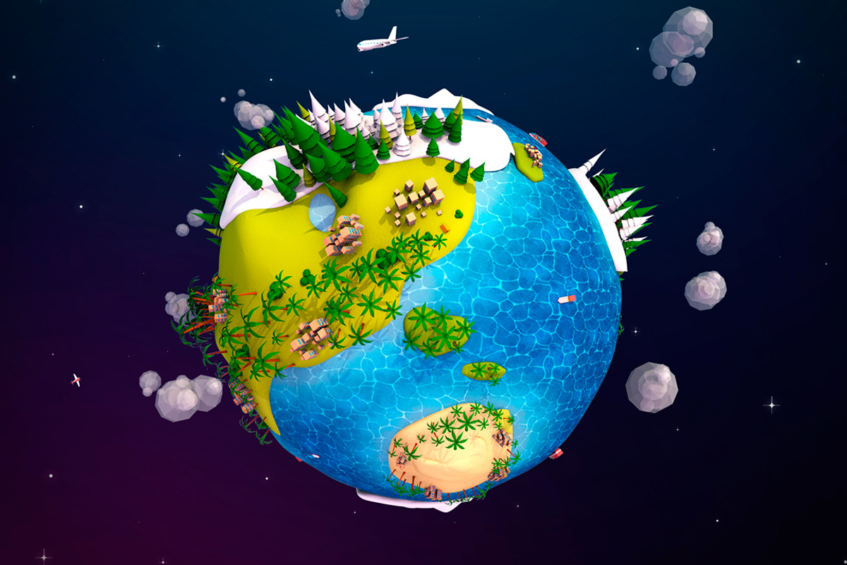 Cartoon Lowpoly Earth Planet 2 UVW, an Environmental 3D Model by Anton Moek (Photo 3 of 7)
