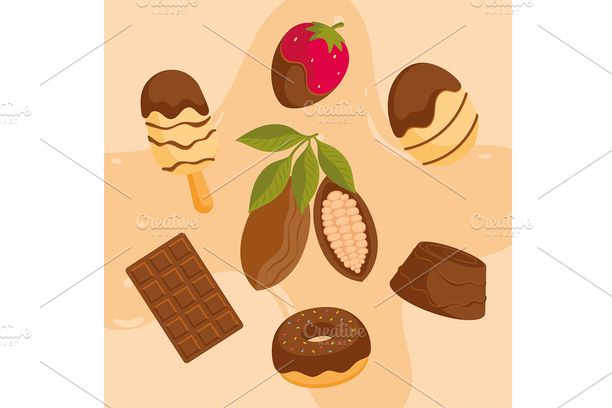 Dessert mix top view. Vector, a Food Illustration by studioDK