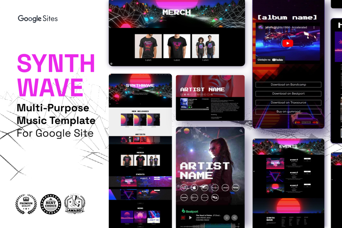 Synthwave / Google Site Template, a Templates & Theme by Template Heaven
