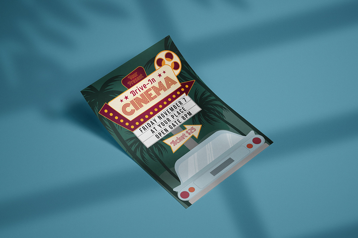 Drive in Cinema - Flyer Template, a Flyer Template by SlideFactory