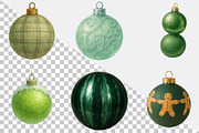 Green Christmas Balls Clipart Bundle, an Illustration by SVGArt (Thumbnail 5 of 8)