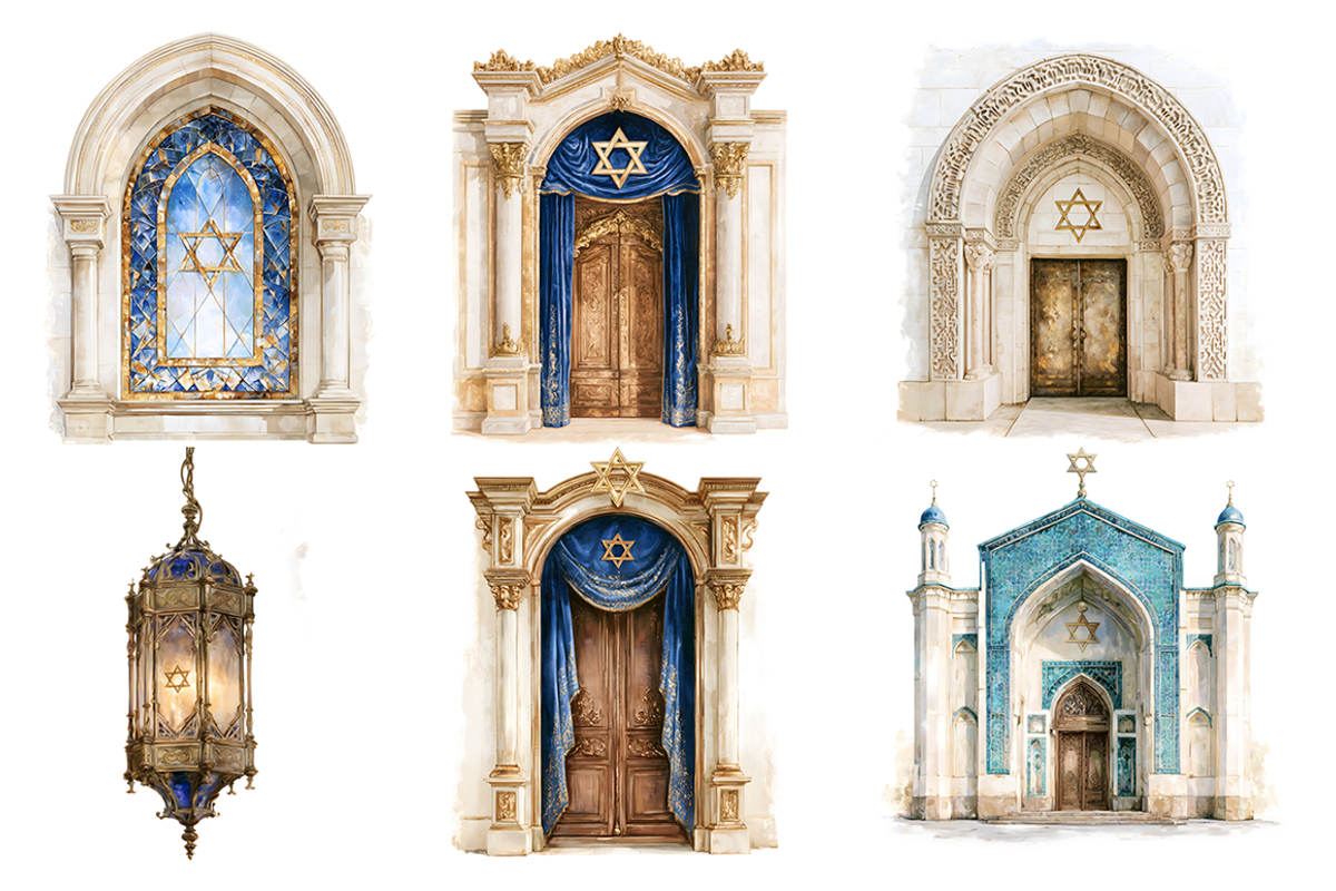 Watercolor Synagogue Clipart, a Decorative Illustration by stickermadness (Photo 4 of 4)