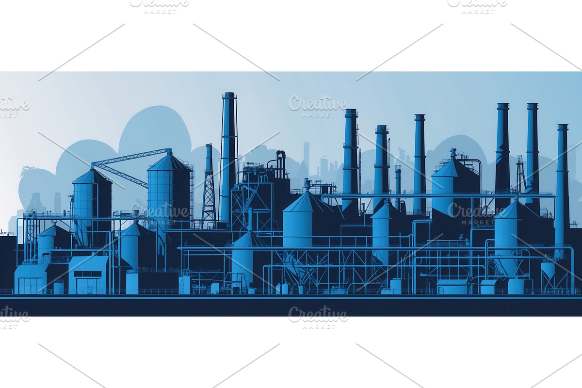 Industrial factory silhouette with, an Illustration by tilialucida
