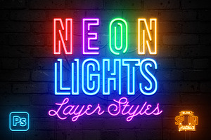Neon Lights Photoshop Layer Styles, a Layer Style Add-On by Spoon Graphics