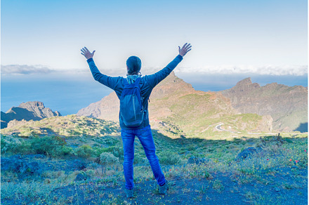Happy middle aged man traveler while, a Sports & Recreation Photo by Neirfy