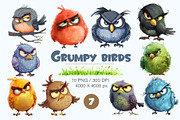 Grumpy cute birds 07. TShirt Sticker, an Animal Illustration by KENO Mascots (Thumbnail 1 of 8)