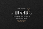 OCD Narrow, a Sans Serif Font by Clint English (Thumbnail 1 of 5)