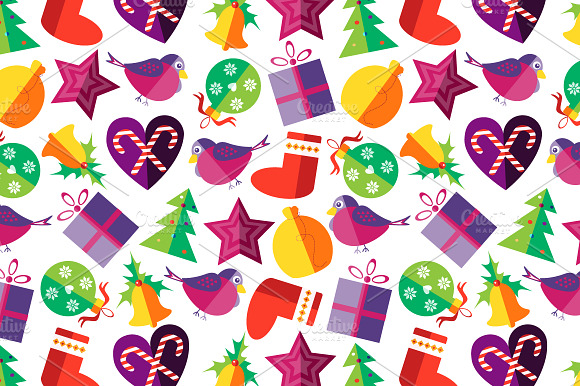 Christmas patterns in a flat style preview 4