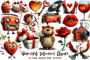 Whimsical Valentines Clipart, an Illustration by OK Design