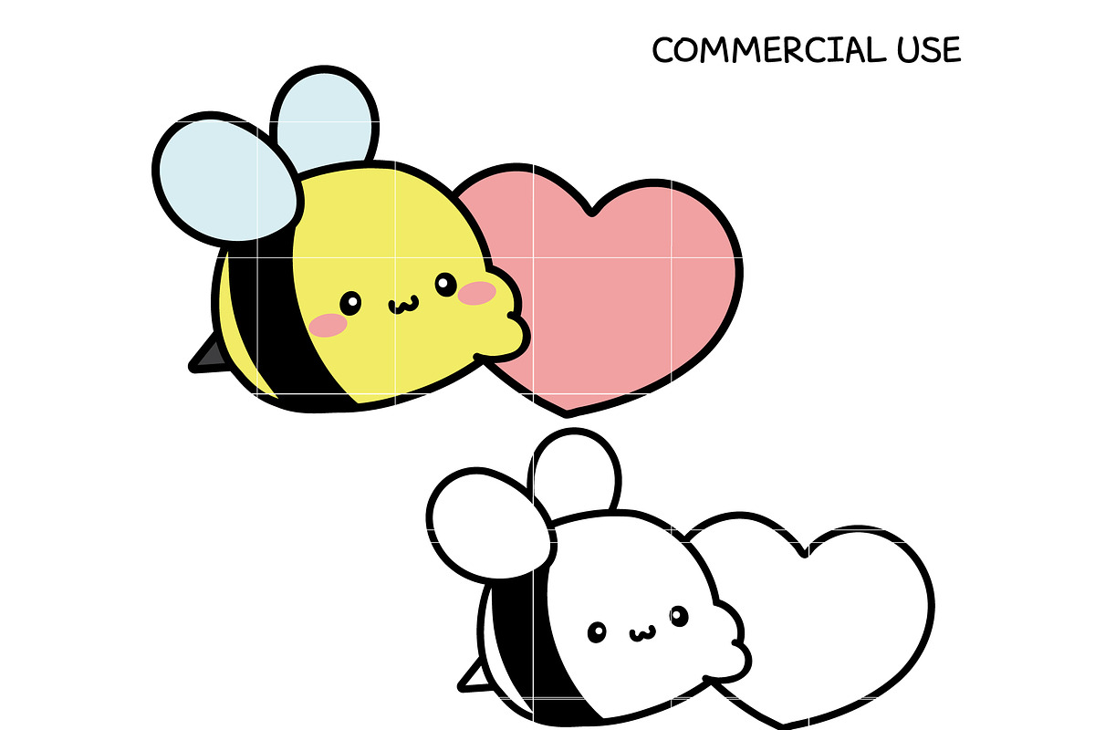 Cute Bee SVG, Kawaii Honey Bee SVG, an Illustration by TheHitShop (Photo 1 of 11)