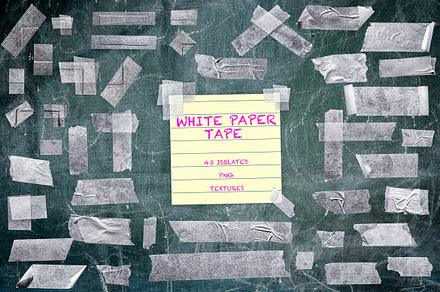 43 Isolated White Paper Tape Overlay, an Object Graphic by smishura