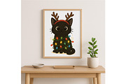 Cute Black Cat Christmas Wall Art, a Background Graphic by LaseredNinja (Thumbnail 3 of 7)