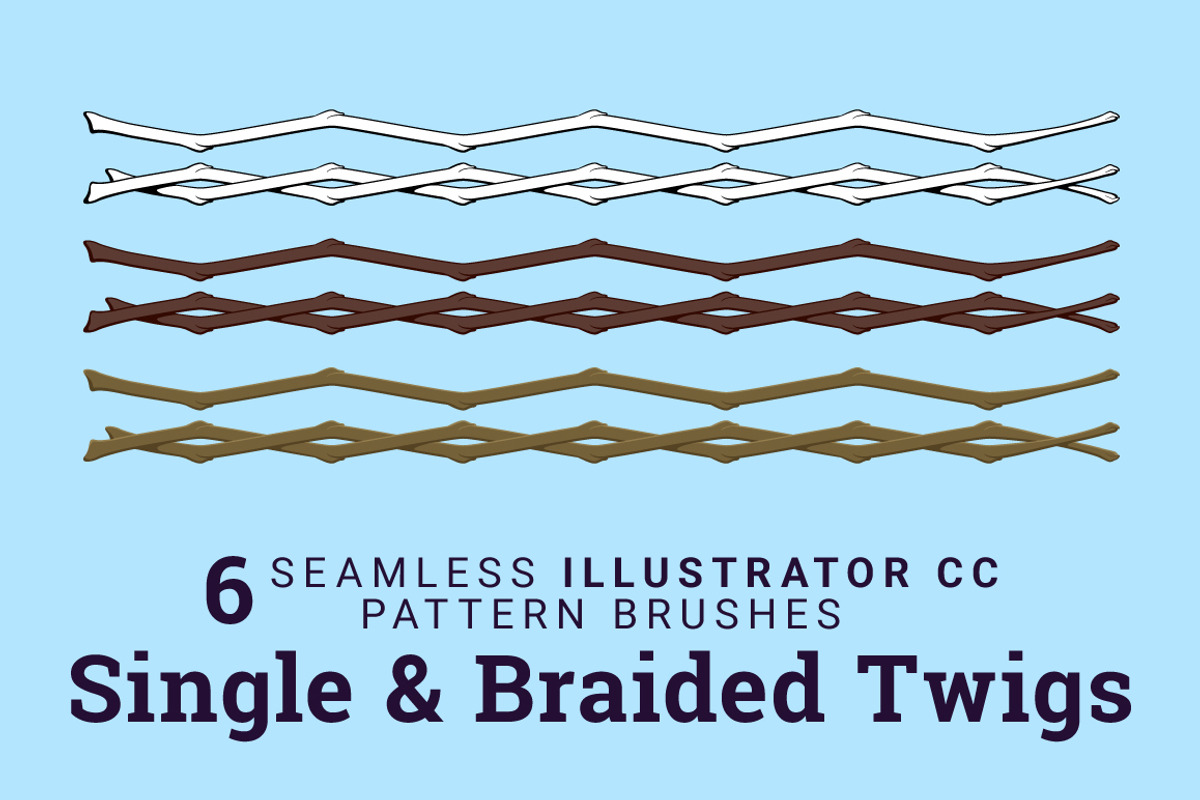 6 Twigs Vector Pattern Brushes, a Brush Add-On by Anne Elster Design (Photo 1 of 4)