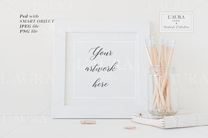 Square frame mockup - neutrals, a Print Template by L'Aura Studio