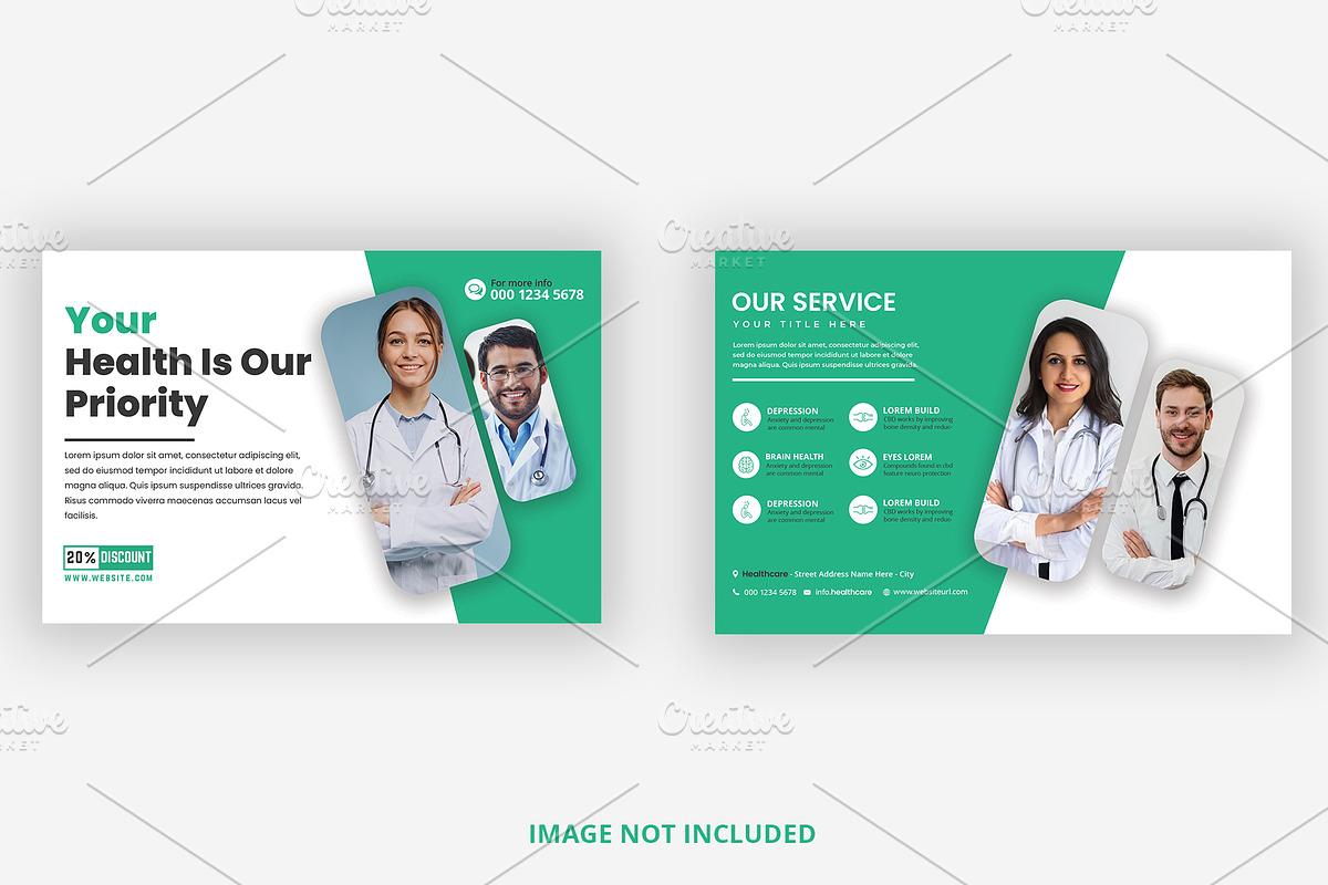 Medical healthcare postcard design, a Card Template by graphics city