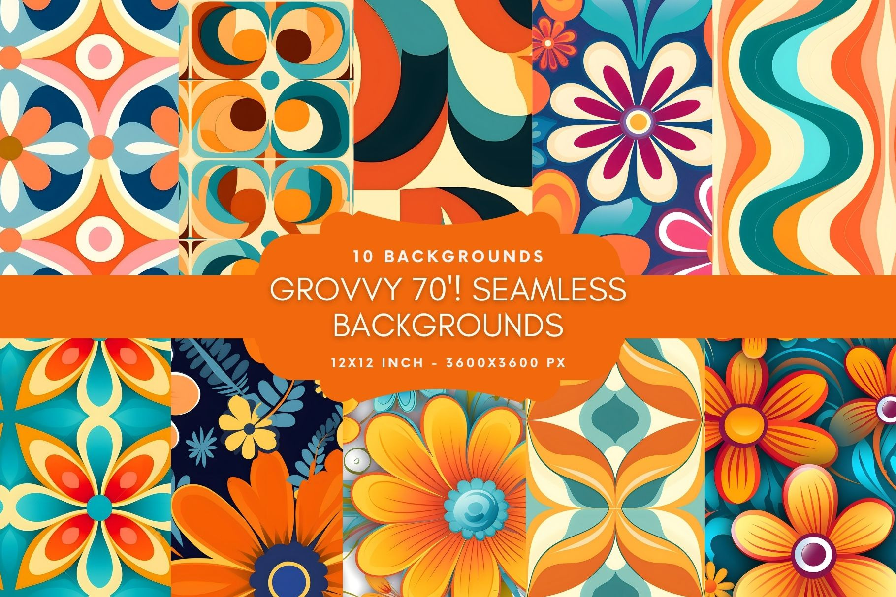 Groovy 70's! Seamless Backgrounds, a Background Graphic by NadiaTheronArt