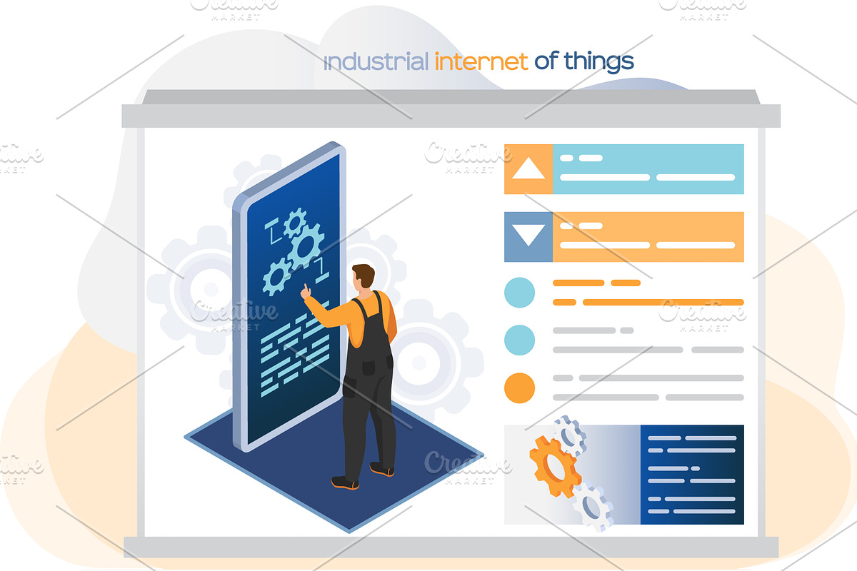 Smart industry, male worker, an Illustration by TopVector